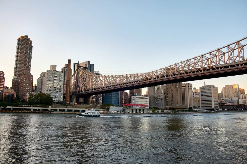 View of Queensboro Bridge entering Midtown Manhattan